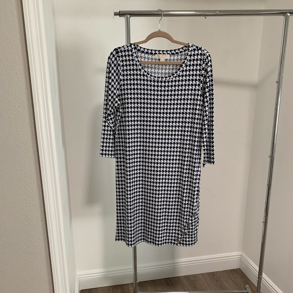 Michael Kors Houndstooth Blue & White Dress